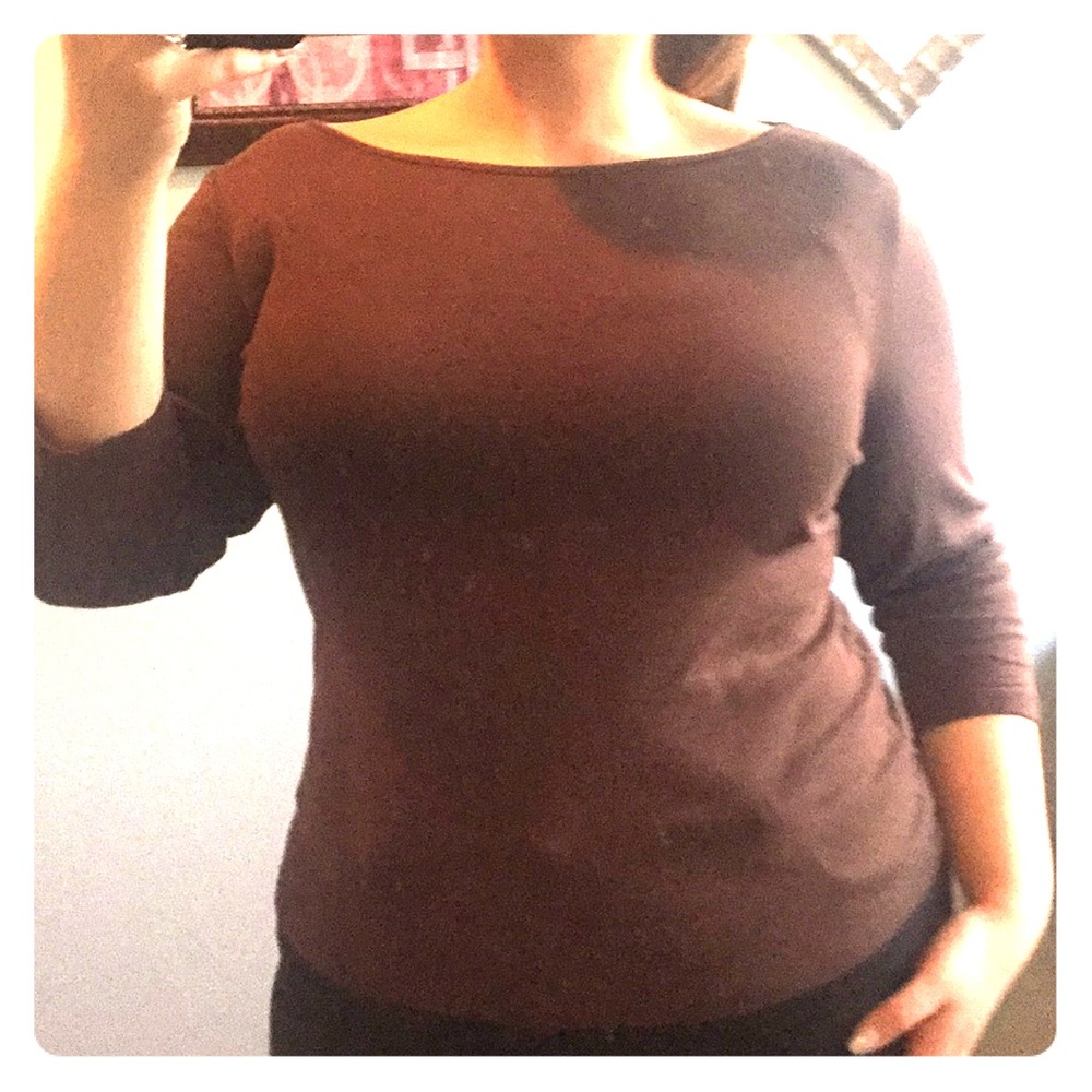 COPY - Dark brown sweetheart neckline tee